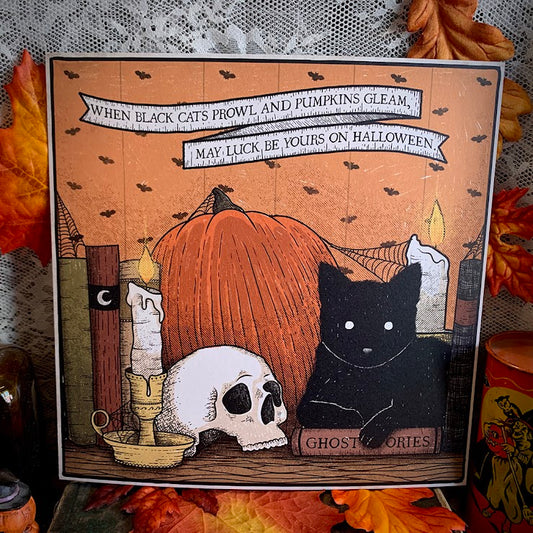Halloween Black Cat 8x8 Art Print