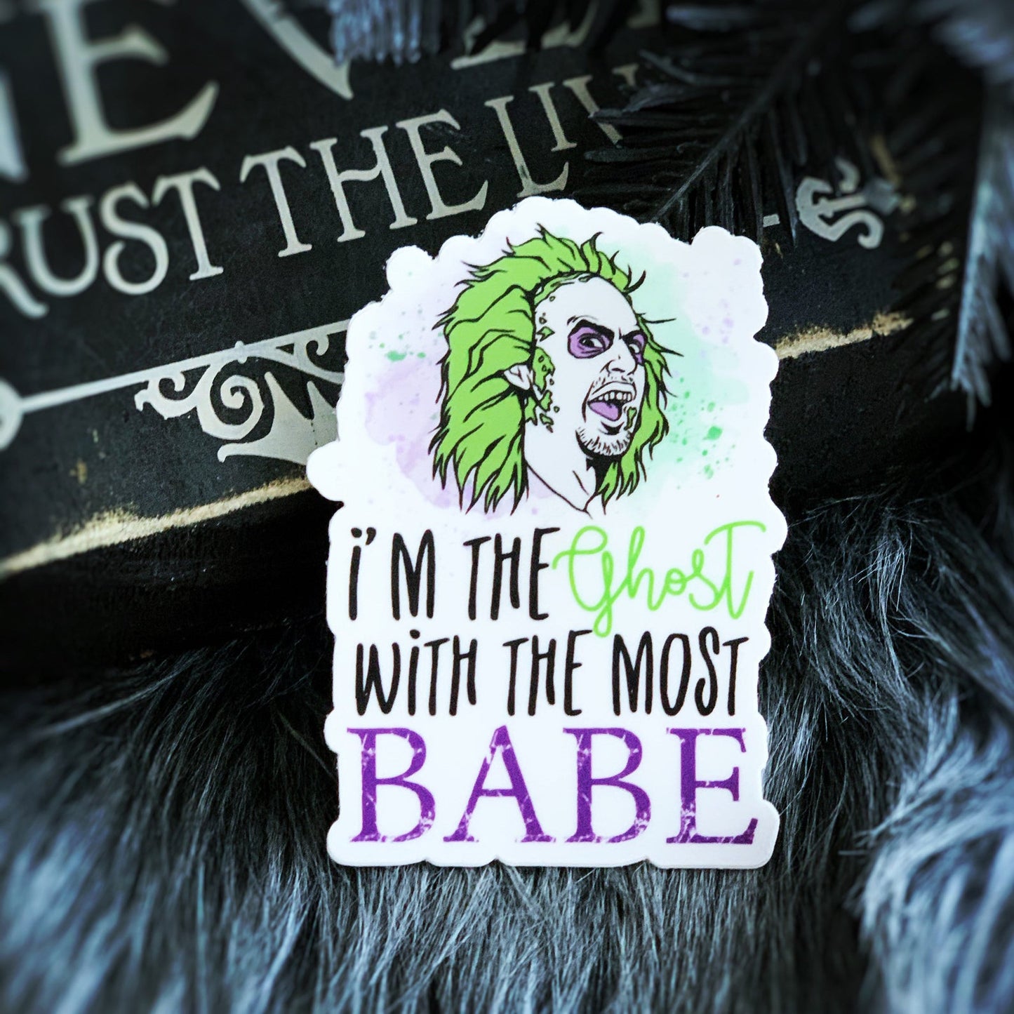 Beetlejuice Ghost With the Most Babe Vinyl Decal laptop Waterbottle Sticker